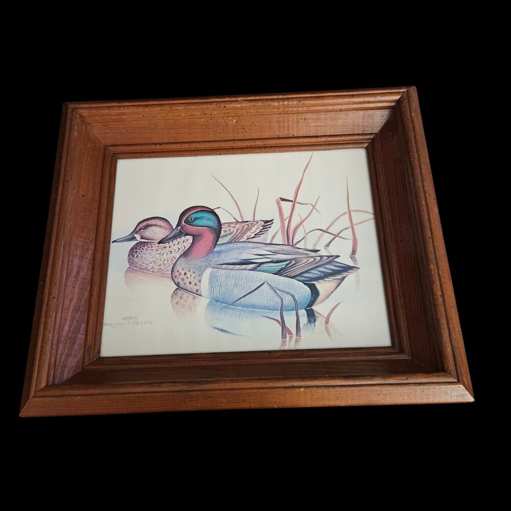 Gregory F Messier Signed Teal Ducks Waterfowl Art Print Framed Wildlife